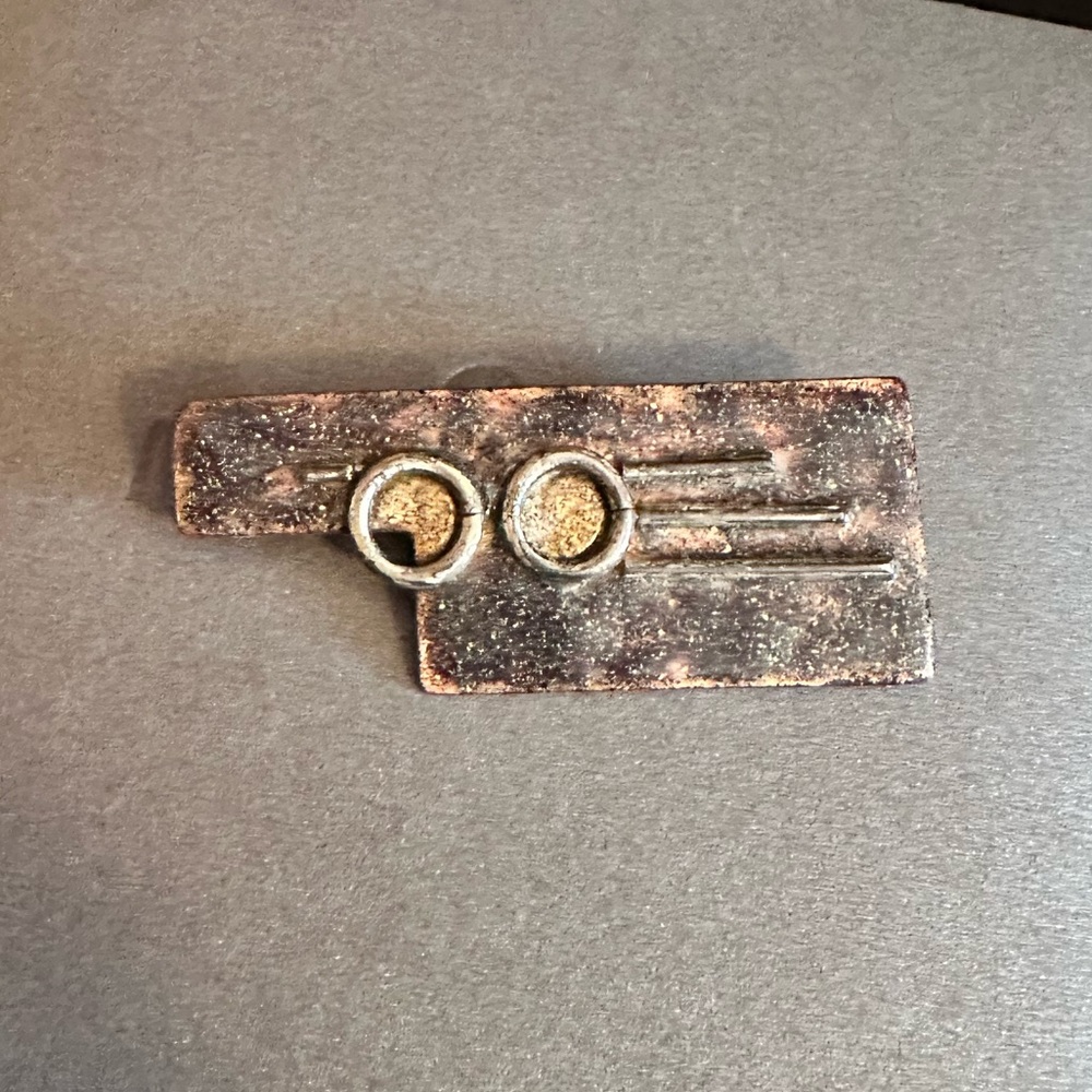 Vintage Rustic Rectangular Metal Brooch